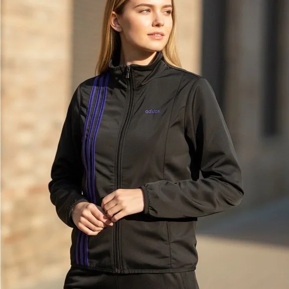 Adidas Women's Black Bomber Jacket with Purple Accents - Picture 9 of 9